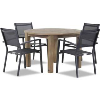 👉 Tuinset textileen antracite dining loungesets transparant Lifestyle Amarilla/Brighton rond 120 cm 5-delig stapelbaar