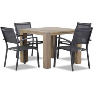 Tuinset textileen antracite dining loungesets transparant Lifestyle Amarilla/Brighton 100 cm 5-delig stapelbaar