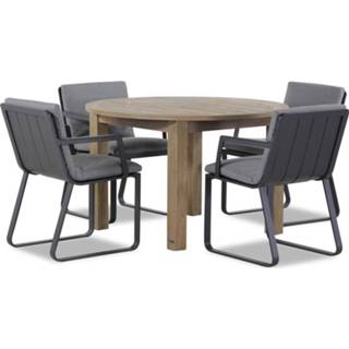 👉 Tuinset aluminium antracite dining sets transparant Lifestyle Estancia/Brighton rond 120 cm 5-delig