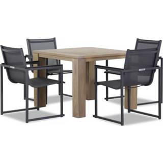 Tuinset textileen antracite dining sets grijs-antraciet Lifestyle Delgada/Brighton 100 cm 5-delig stapelbaar