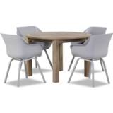 👉 Tuinset kunststof misty grey dining sets grijs-antraciet Hartman Sophie/Brighton rond 120 cm 5-delig