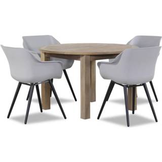 👉 Tuinset kunststof misty grey dining sets grijs-antraciet Hartman Sophie Studio/Brighton rond 120 cm 5-delig