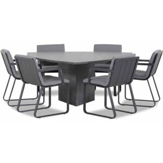 👉 Tuinset aluminium antracite dining sets grijs-antraciet Lifestyle Estancia/Graniet triangel 170 cm 7-delig