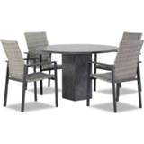 👉 Tuinset wicker white grey dining sets transparant Lifestyle Upton/Graniet 120 cm 5-delig stapelbaar