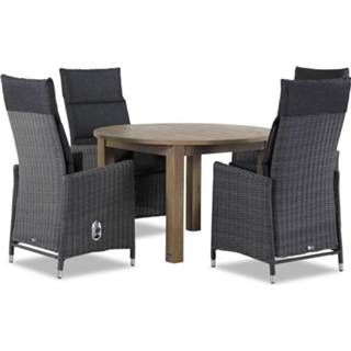 👉 Tuinset wicker off black verstelbare sets zwart Garden Collections Madera/Brighton rond 120 cm dining 5-delig