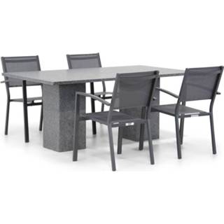 👉 Tuinset textileen antracite dining loungesets grijs-antraciet Lifestyle Amarilla/Graniet 180 cm 5-delig stapelbaar