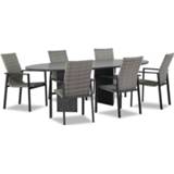 👉 Tuinset wicker white grey dining sets grijs-antraciet Lifestyle Upton/Graniet ovaal 240 cm 7-delig stapelbaar