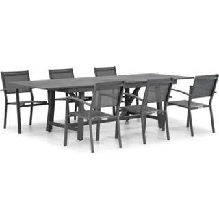 👉 Tuinset textileen antracite dining loungesets grijs-antraciet Lifestyle Amarilla/General 217/277 cm 7-delig stapelbaar