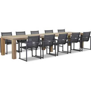 👉 Tuinset textileen antracite dining sets grijs-antraciet Lifestyle Delgada/Brighton 400 cm 11-delig stapelbaar