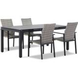 👉 Tuinset wicker white grey dining sets grijs-antraciet Lifestyle Upton/Concept 180 cm 5-delig stapelbaar