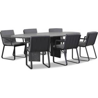 👉 Tuinset aluminium antracite dining sets grijs-antraciet Lifestyle Estancia/Graniet ovaal 240 cm 7-delig