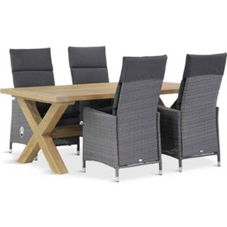 👉 Tuinset wicker Flat Antraciet verstelbare sets grijs-antraciet Garden Collections Denver/Oregon 200 cm dining 5-delig