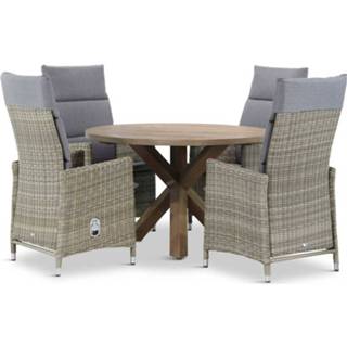 👉 Tuinset wicker naturel verstelbare sets taupe-naturel-bruin Garden Collections Madera/Sand City rond 120 cm dining 5-delig