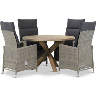 👉 Tuinset wicker kubu verstelbare sets taupe-naturel-bruin Garden Collection Madera/Sand City rond 120 cm dining 5-delig