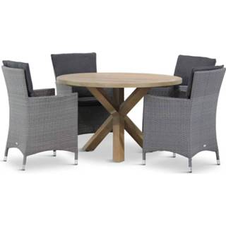 👉 Tuinset wicker Flat Antraciet dining sets grijs-antraciet Garden Collections Orlando/Sand City rond 120 cm 5-delig