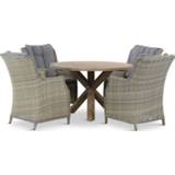 👉 Tuinset wicker naturel dining sets taupe-naturel-bruin Garden Collections Buckingham/Sand City rond 120 cm 5-delig