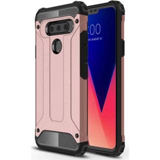 👉 Ros goud LG backcover hoes Lunso - Armor Guard V40 ThinQ Rosé 9145425575687