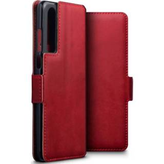 👉 Portemonnee echt leer ruimte voor papiergeld slim folio hoes rood Qubits - lederen wallet Huawei P30 5053102841762