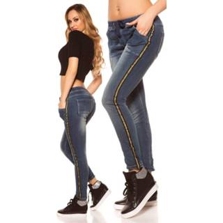 👉 Trendy Skinny Jeans Joggers with contrast stripes Jeansblue