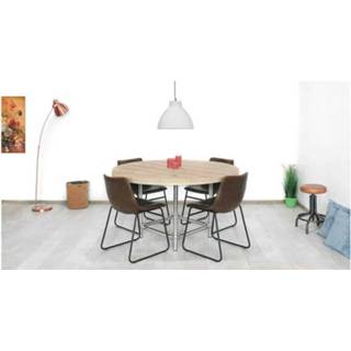 👉 Steigerhout Steigerhouten ronde tafel Delton met steigerbuis onderstel