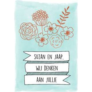 Tekst aanpasbaar blauw Greetz | Denken aan Wij jullie