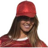 👉 Paillet rode volwassenen glitter pailletten disco baseball cap