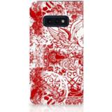 👉 Standcase rood Samsung Galaxy S10e Hoesje Design Angel Skull Red 8720091212817