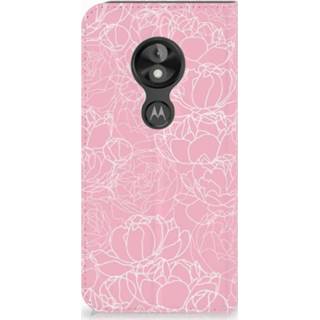 👉 Standcase wit Motorola Moto E5 Play Hoesje Design White Flowers 8720091273399