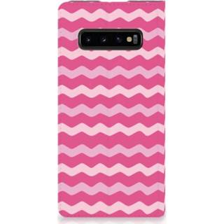 👉 Standcase roze Samsung Galaxy S10 Plus Uniek Hoesje Waves Pink 8720091339965