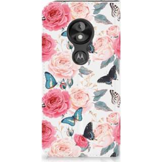 👉 Standcase Motorola Moto E5 Play Uniek Hoesje Butterfly Roses 8720091447486