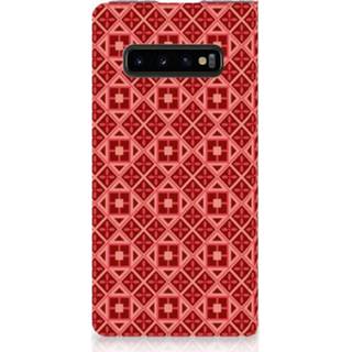 👉 Standcase rood Samsung Galaxy S10 Plus Uniek Hoesje Batik Red 8720091482616