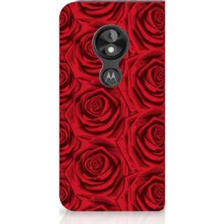 👉 Standcase rood Motorola Moto E5 Play Uniek Hoesje Red Roses 8720091610125