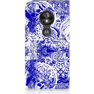 👉 Standcase blauw Motorola Moto E5 Play Uniek Hoesje Angel Skull Blue 8720091713611