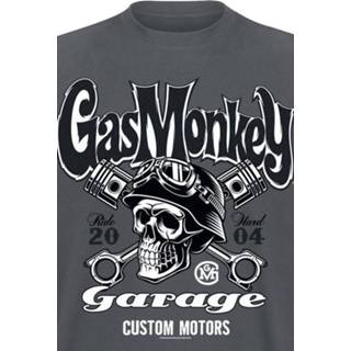 👉 Shirt T-Shirt grijs Gas Monkey Garage Custom Motors Skull donkergrijs gemêleerd 7333060600990