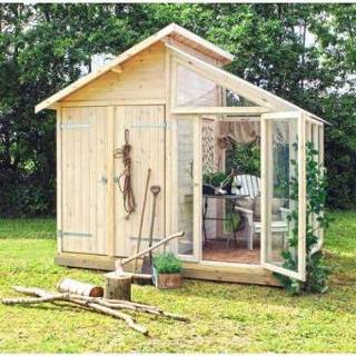 👉 Tuinhuisje zwart Tuinhuis Met Serre 5706966180019