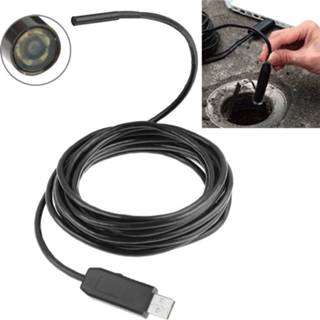👉 Inspectie camera zwart Waterdichte USB-endoscoop Snake buis met 6 geleid voor delen van OTG functie Android mobiele telefoon lengte: 5m Lens Diameter: 7mm(Black) 6953645015370