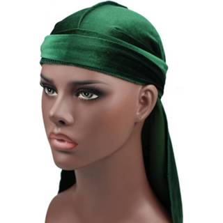 👉 Tulband groen fluweel Cap lange-tailed Pirate Hat chemotherapie fitting (leger groen) 6922301593781