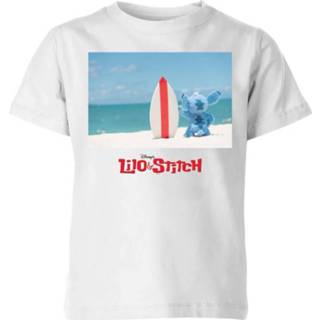 Disney  Lilo And Stitch Surf Beach Kids' T-Shirt - White - 11-12 Years - Wit