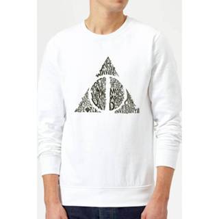 👉 Harry Potter Deathly Hallows Text Sweatshirt - White - 5XL - Wit