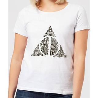 👉 Harry Potter Deathly Hallows Text Women's T-Shirt - White - 5XL - Wit