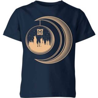 👉 Harry Potter Globe Moon Kids' T-Shirt - Navy - 11-12 Years - Navy blauw