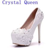 👉 Shoe wit Crystal Queen New High Heels Bridal Wedding Shoes White Rhinestones Lace Pumps Spring Summer Bridesmaid