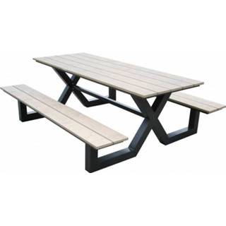 👉 Picknick tafel nederlands beige standaard zand aluminium Picknicktafel Jonas 210cm - 8718026017040