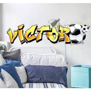 👉 Muursticker nederlands kinderen Muurstickers kinderkamer 3d naamsticker voetbal
