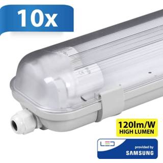 👉 Armatuur ABS + Polycarbonaat a++ CE 10-pack LED TL armaturen 120 cm IP65 incl. 2x18W Samsung High Lumen buizen 3000K 4500lm 7439628374348