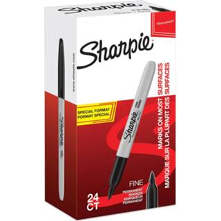 👉 Viltstift zwart Sharpie permanente marker fijn, value pack van 24 stuks (20 + 4 gratis), 3026980771287