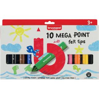 👉 Viltstift kinderen Bruynzeel Kids viltstiften Mega Point, blister van 10 geassorteerde kleuren 8712079420918