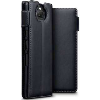 👉 Portemonnee zwart echt leer ruimte voor papiergeld slim folio hoes Qubits - lederen wallet Sony Xperia 10 5053102836980