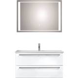 👉 Spiegel wit Pelipal Valencia 100 cm hoogglans select met greep incl. geintregeerde verlichting