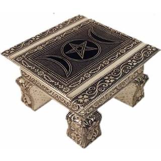 👉 Tafel active Witmetalen Tafeltje met Maan en Pentagram 7440841814801